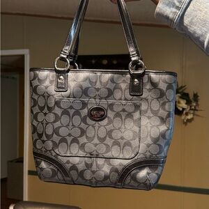 Coach Signature Tote Bag - Black and Gray